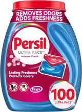 Persil Ultra Pacs Intense Fresh Laundry Detergent – Quick Cold-Wash Solution for In-Unit Laundry Closet, Productivity-Focused Stain Removal 100 Count