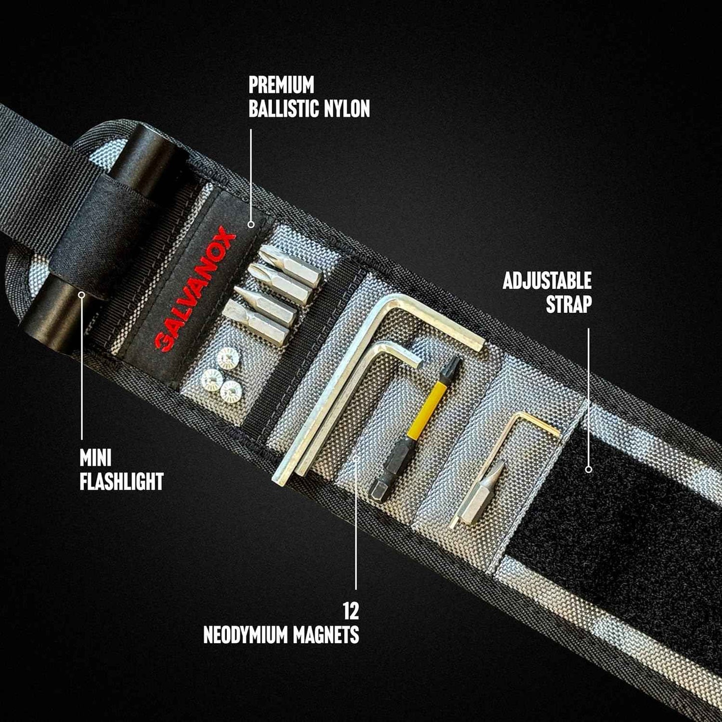 Galvanox Magnetic Wristband with LED - Hands-Free Work Light for DIYers and Home Repair Pros