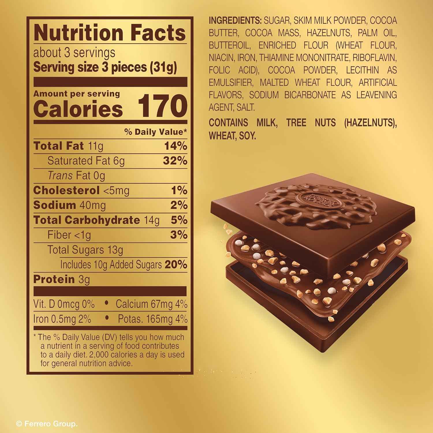 Ferrero Rocher Premium Assorted Chocolate Squares – Elegant Birthday Gift for Her and Mom, Individually Wrapped in Gold Presentation Bag