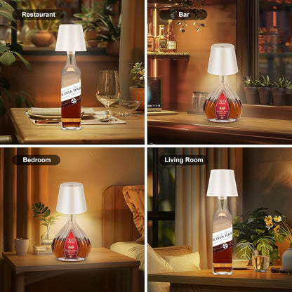 Premium Electroplated Gold Bottle Lamp, Cordless Rechargeable Designer Table Light