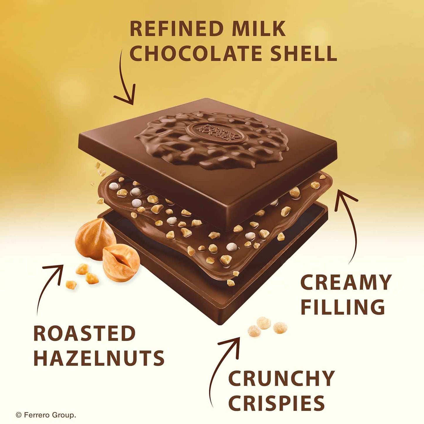 Ferrero Rocher Hazelnut Chocolate Squares – Ready-to-Give Birthday Gift for Her, Individually Wrapped Premium Chocolates