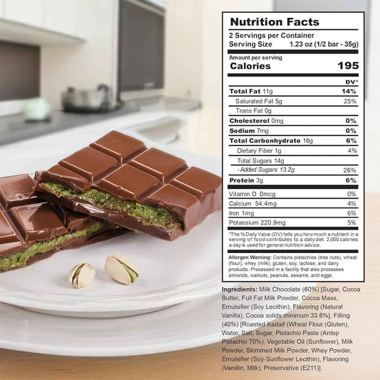 Eastanbul Pistachio Kunafeh Chocolate Bar – Elegant Housewarming Gift for Women and Mom, Viral Middle Eastern Candy