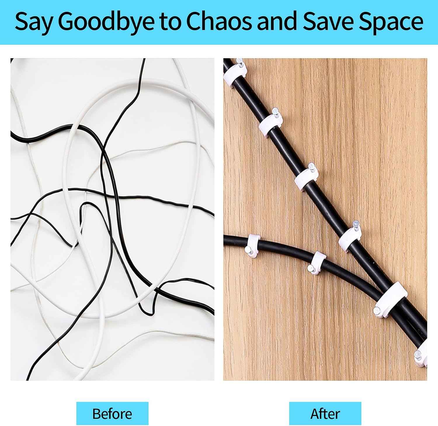 Cable Clips – Child-Safe Wall Wire Management for Hallways and Baseboards, 4mm 6mm 8mm 10mm Steel Nail Cord Holders