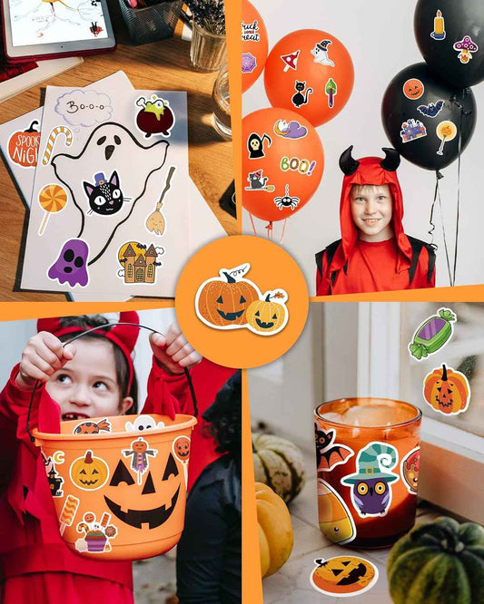 Kids Halloween Party Favor Stickers – 300 Waterproof Vinyl Stickers for Trick or Treat Goody Bags
