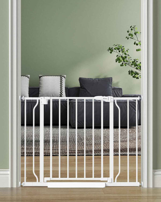 ChildProof Pressure Mounted Pet Gate with Auto-Close Hinge, No Drill Baby Gate 29-40 Inch Wide for Stairways and Doorways, One-Hand Release Lock