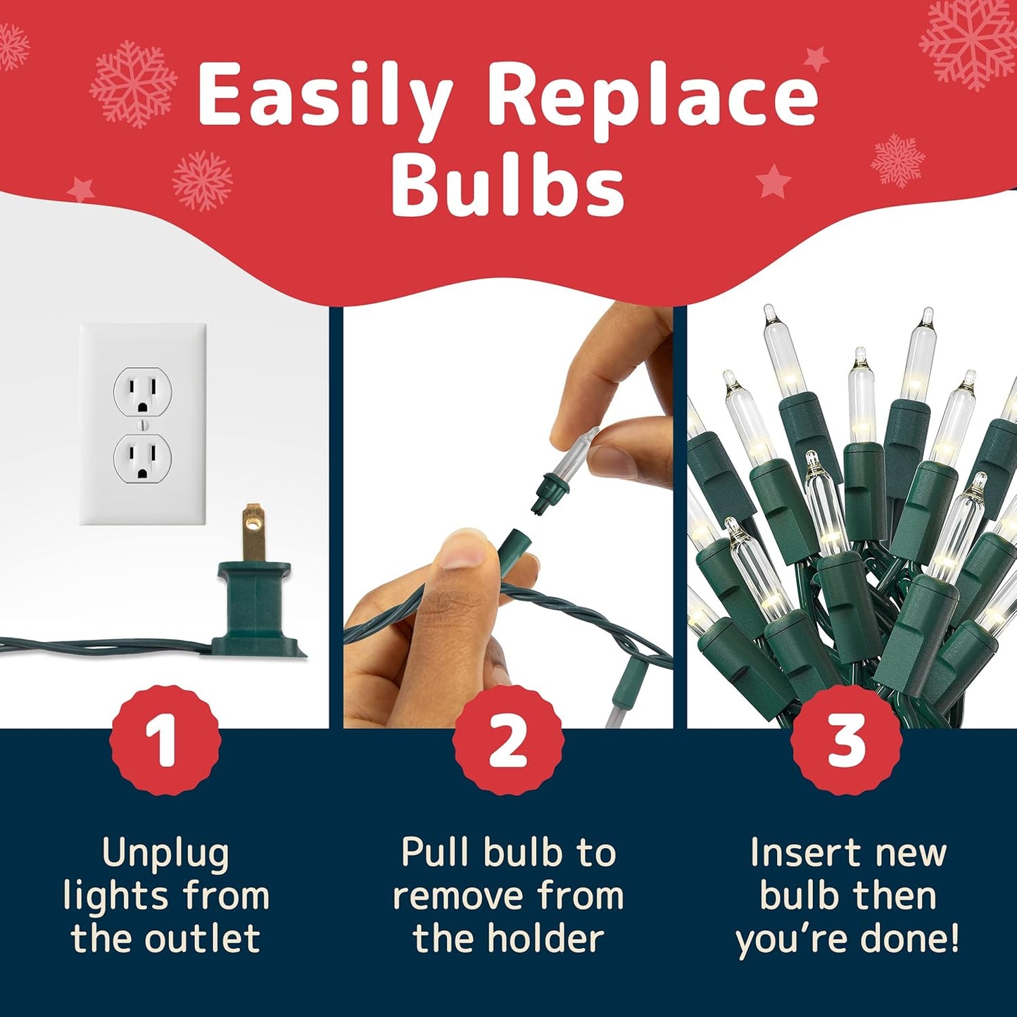 PREXTEX 100 Count Incandescent Clear Lights – Living Room Holiday Decor with Green-Coated Wire That Blends Into Branches and Mantels