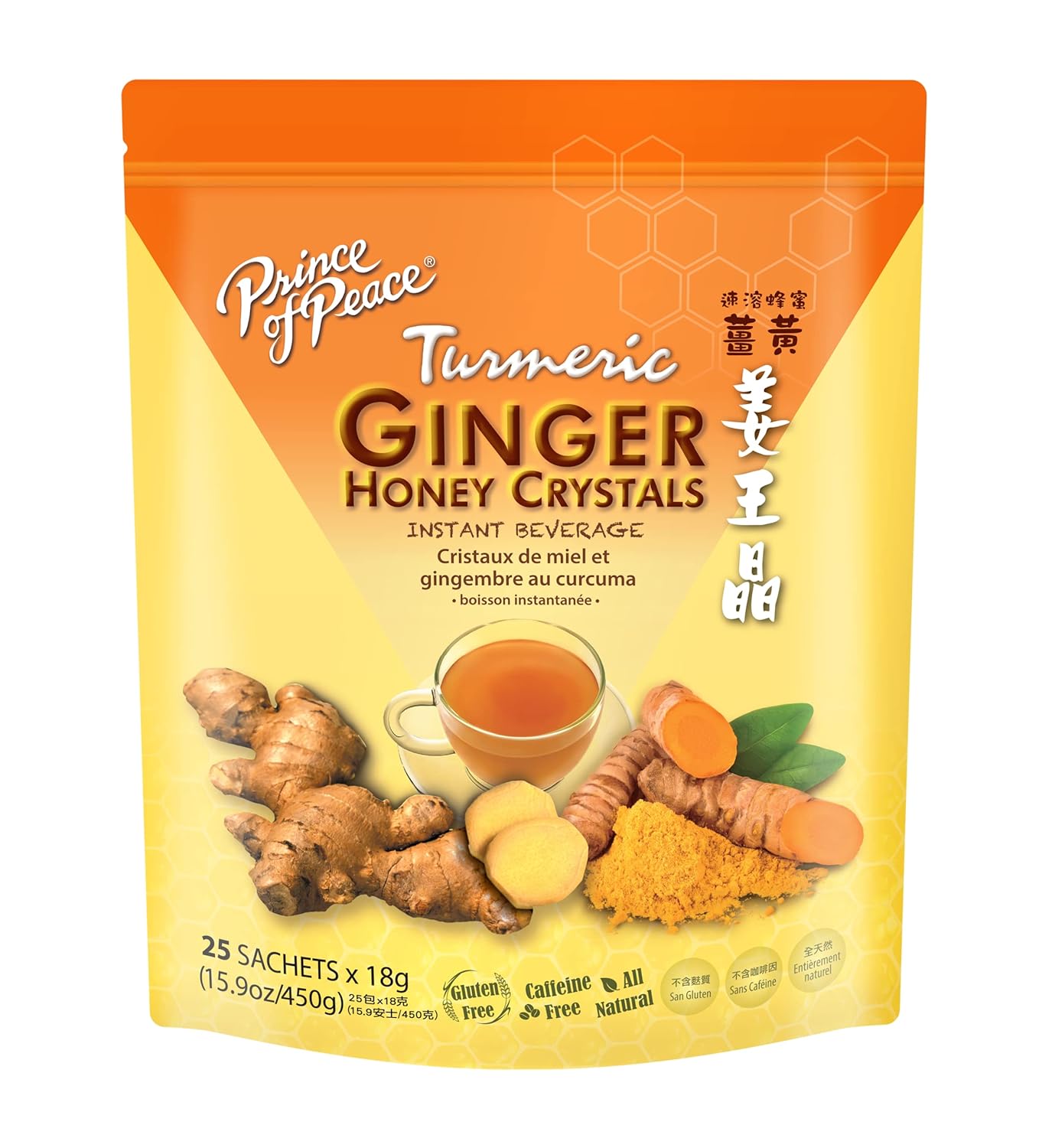 Prince of Peace Instant Ginger Honey Crystals with Turmeric – Quick Desk-Side Focus Brew for Busy Workdays