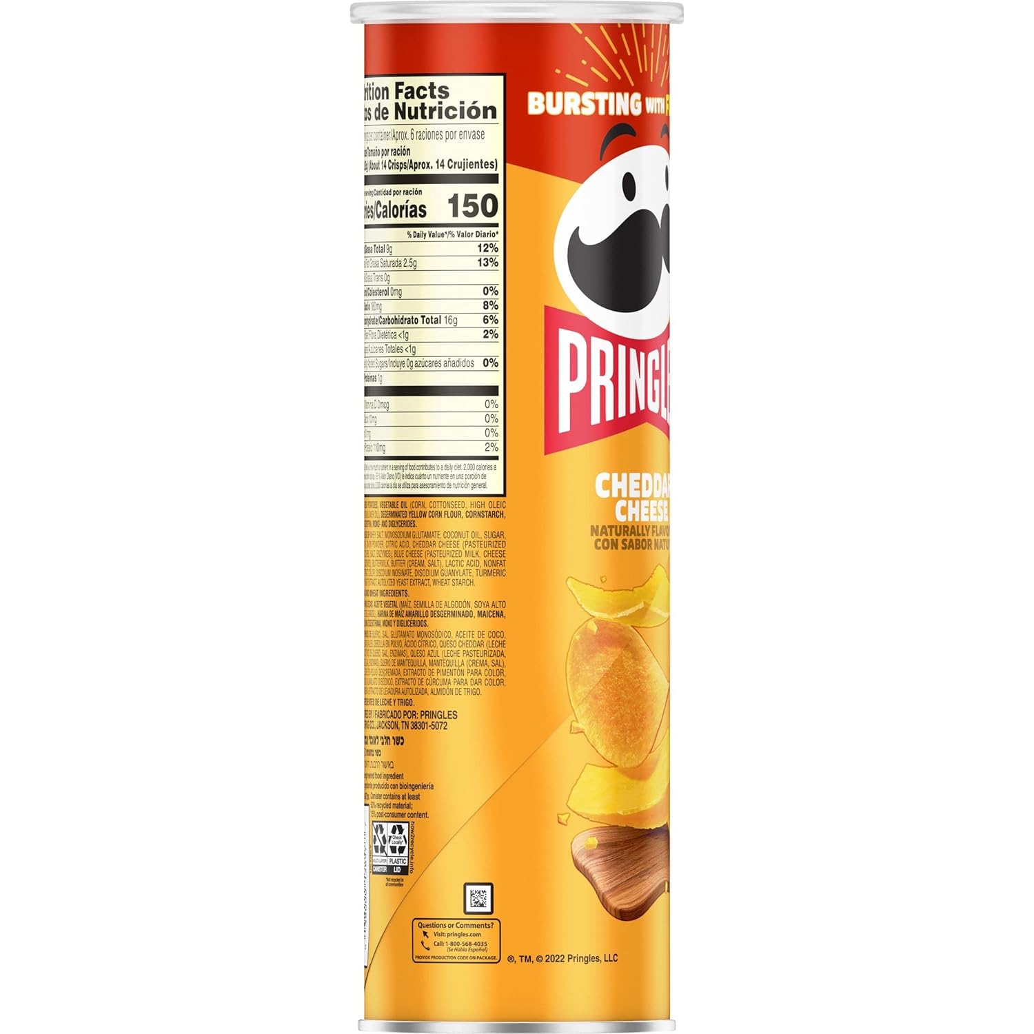 Pringles Cheddar Cheese Crisps – School Lunch Snack for Kids Lunch Boxes