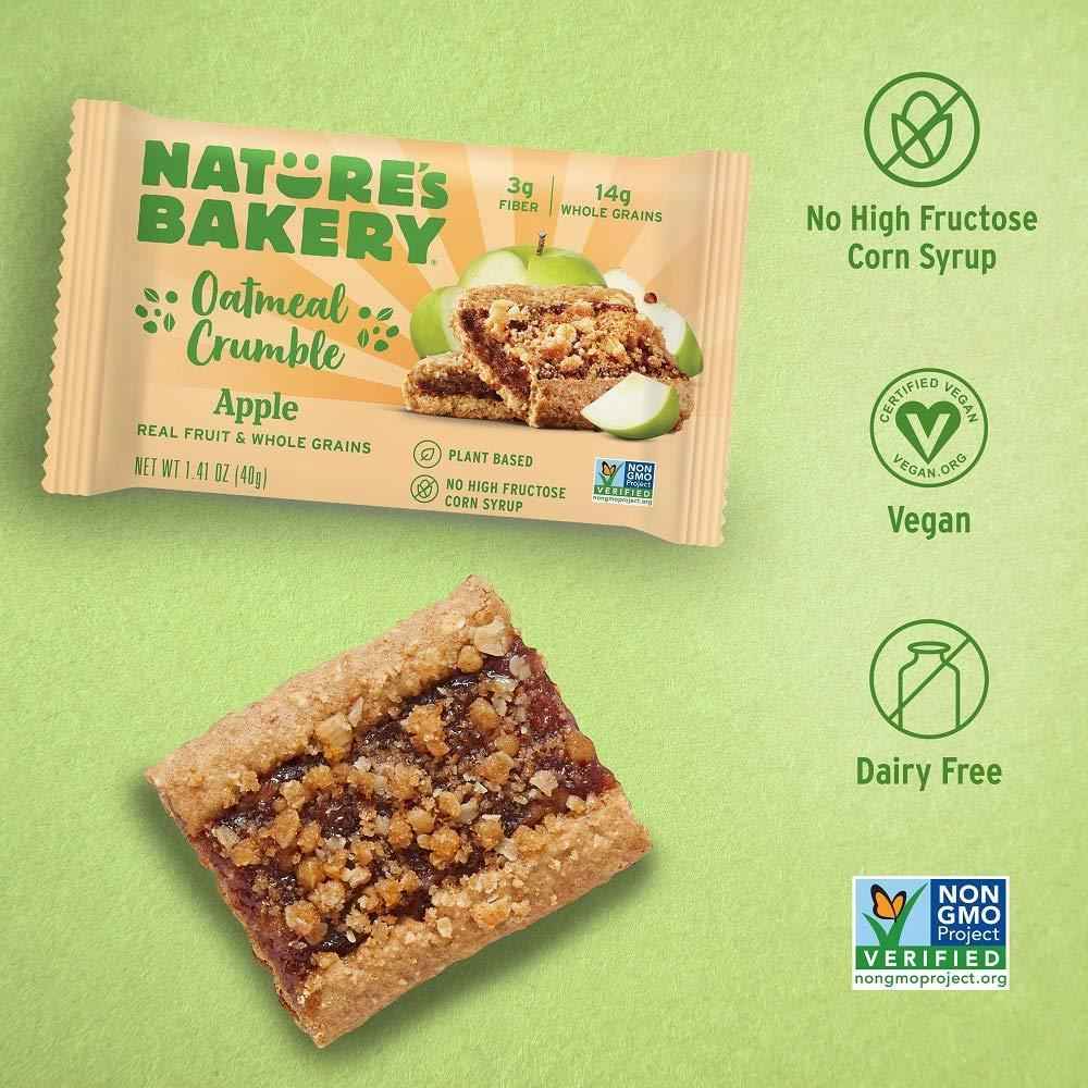Nature's Bakery Vegan Snack Bars for School and Playdate – Nut Free Strawberry Oatmeal Crumble, 1.4 oz Bars
