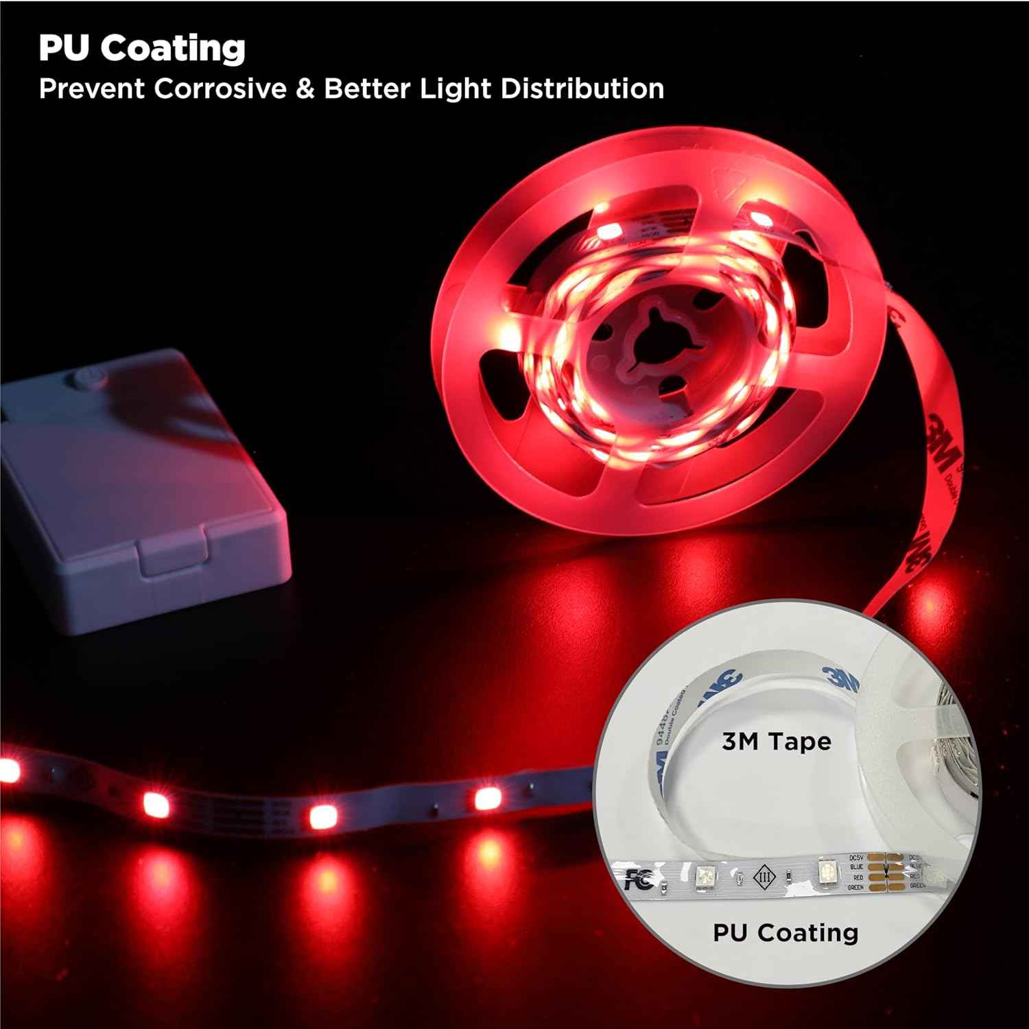 GlowGlide RGB Strip Lights – Child Friendly Ambient Lighting for Playroom and Bedroom with Timer and Remote