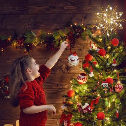 hogardeck 10-Inch Gold Glitter Snowflake Tree Topper – Vintage Inspired Living Room Christmas Centerpiece with 20 LED Lights
