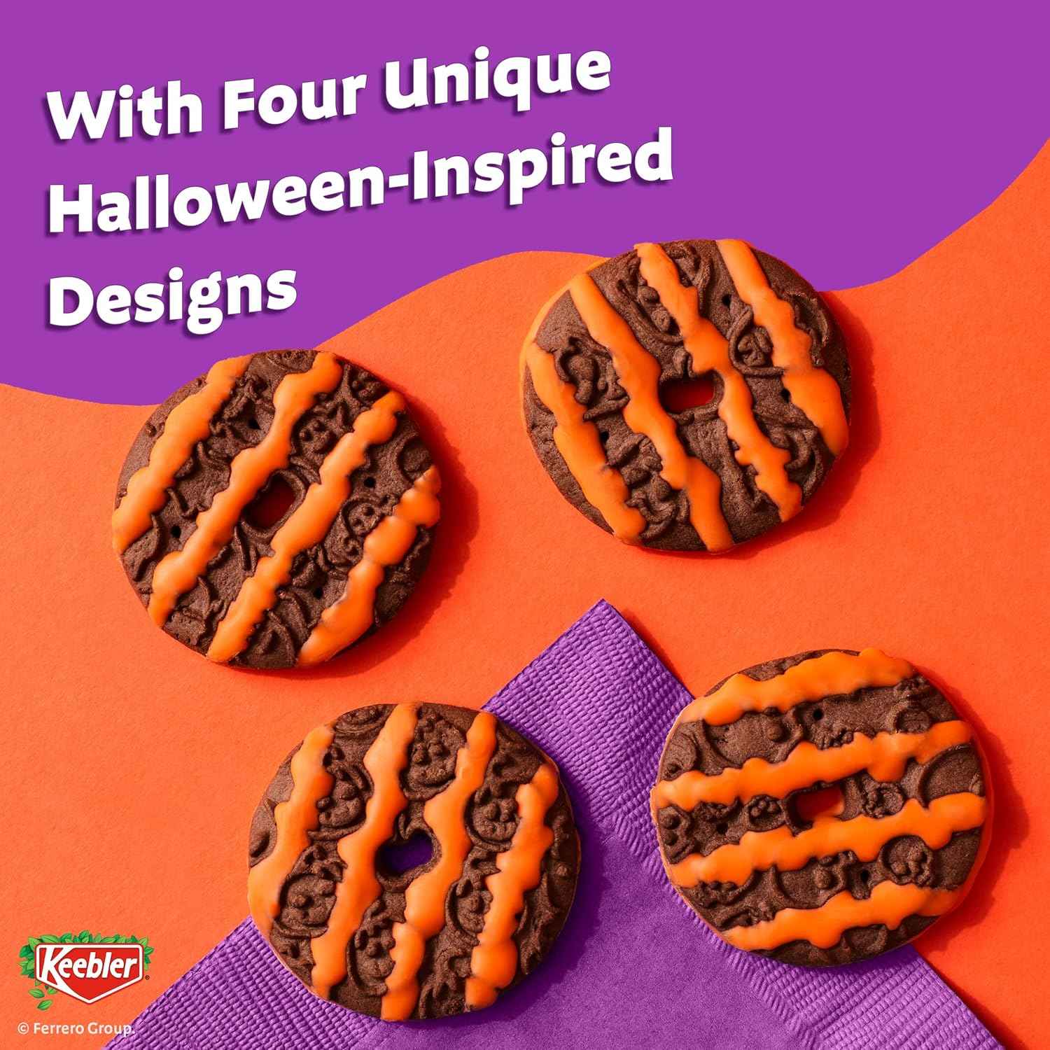 Keebler Spookie Fudge Stripes Cookies – Portable Halloween Snack for Family Zoo Outings and Scavenger Hunts, 9.5 oz