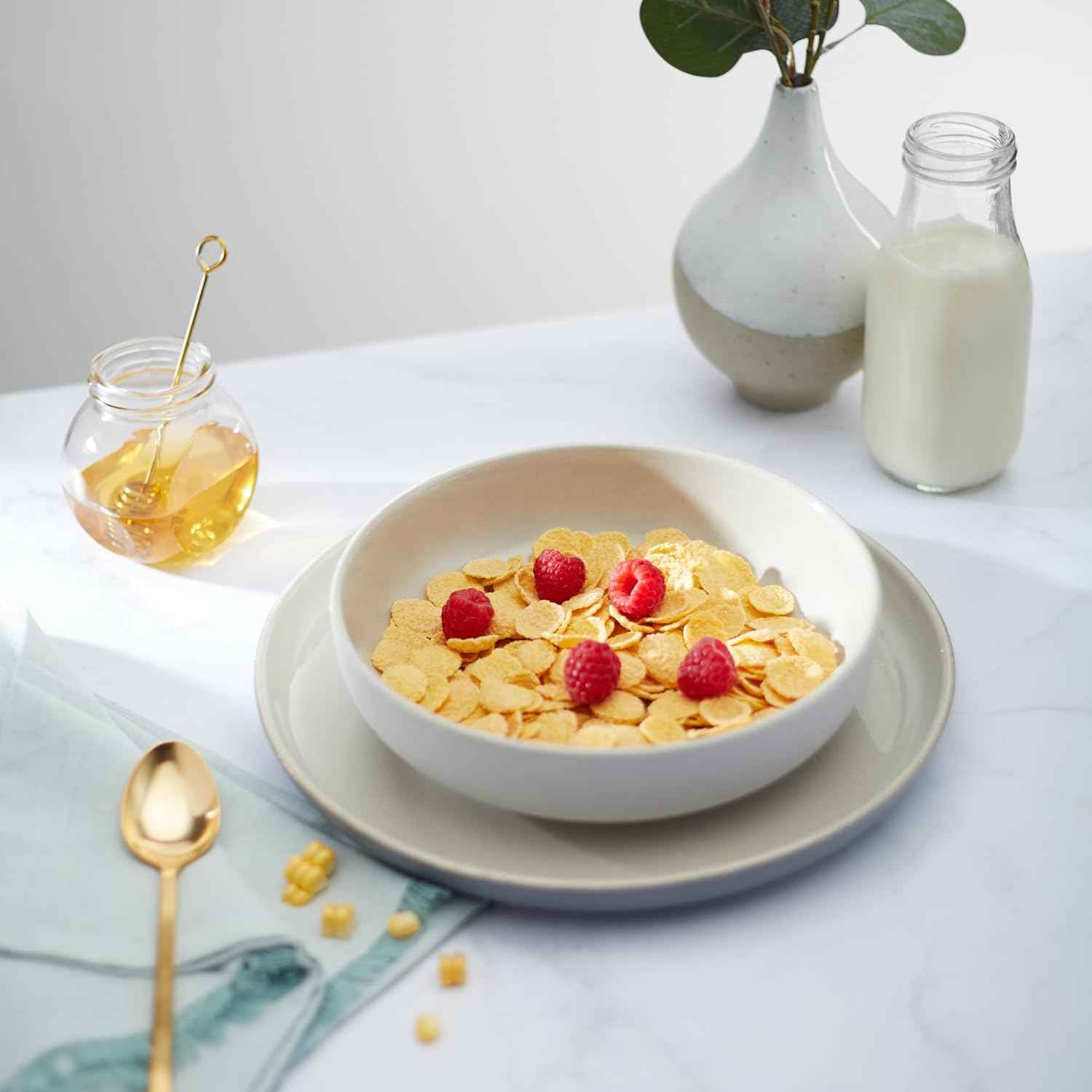 Nature's Path Organic Honey'D Corn Flakes Cereal – Simple Four Ingredient Cereal for Clutter Free Pantry, No Additives