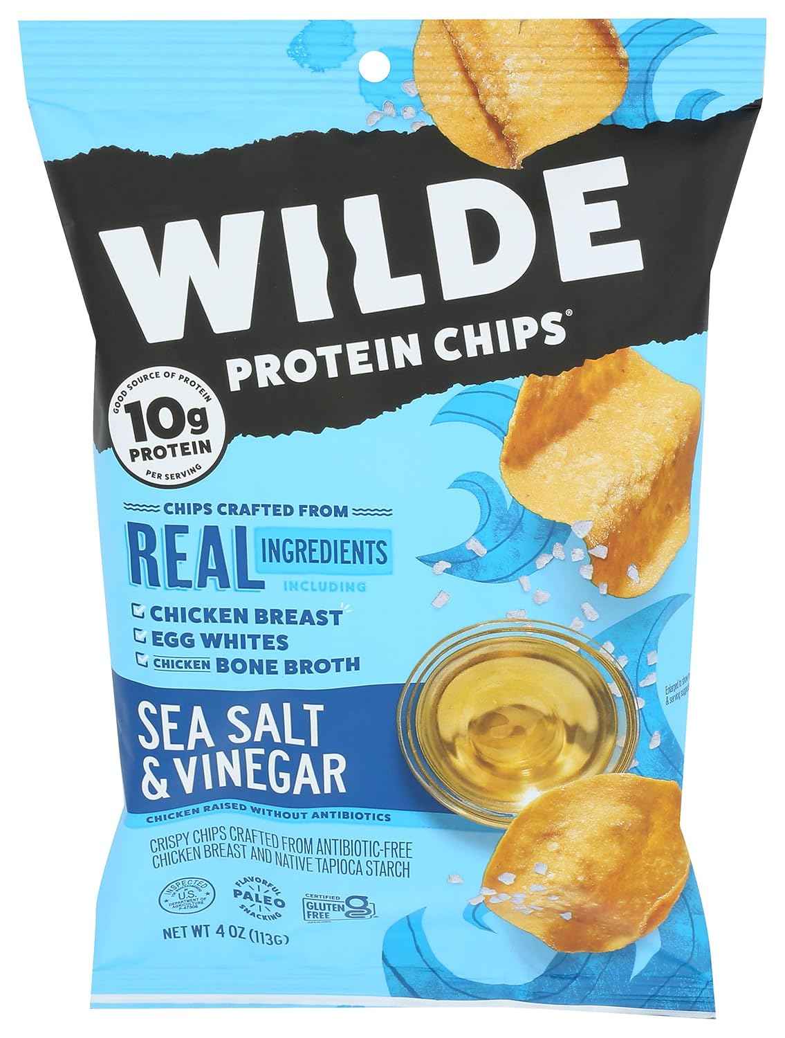 Wilde Protein Chips Sea Salt and Vinegar – Guilt Free Pantry Staple for Health Conscious Snackers