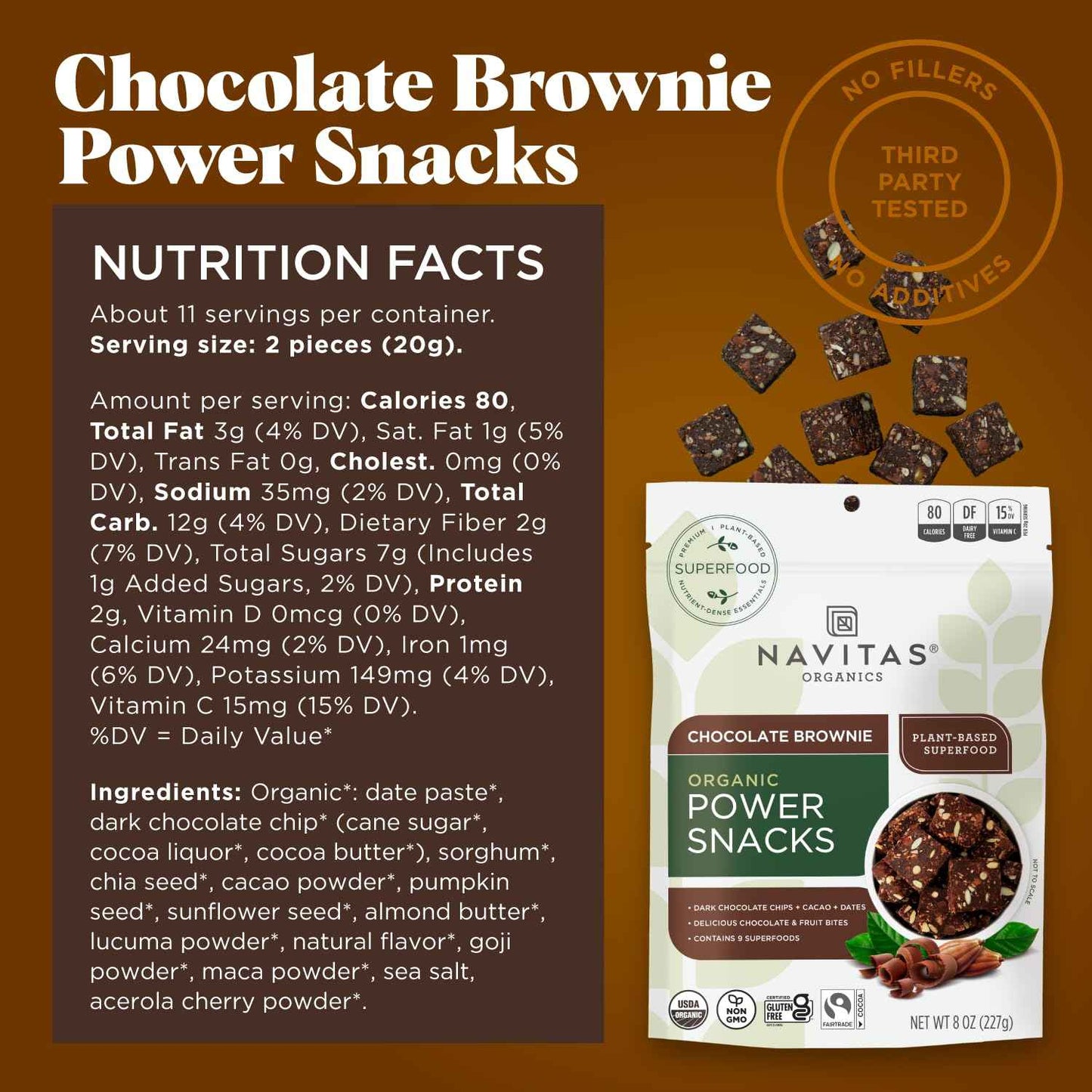 Navitas Organics Cacao Goji Power Snacks – Allergen-Free School Lunch Box Snack for Kids, 8 oz Resealable Pouch