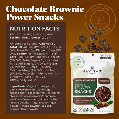 Navitas Organics Cacao Goji Power Snacks – Allergen-Free School Lunch Box Snack for Kids, 8 oz Resealable Pouch