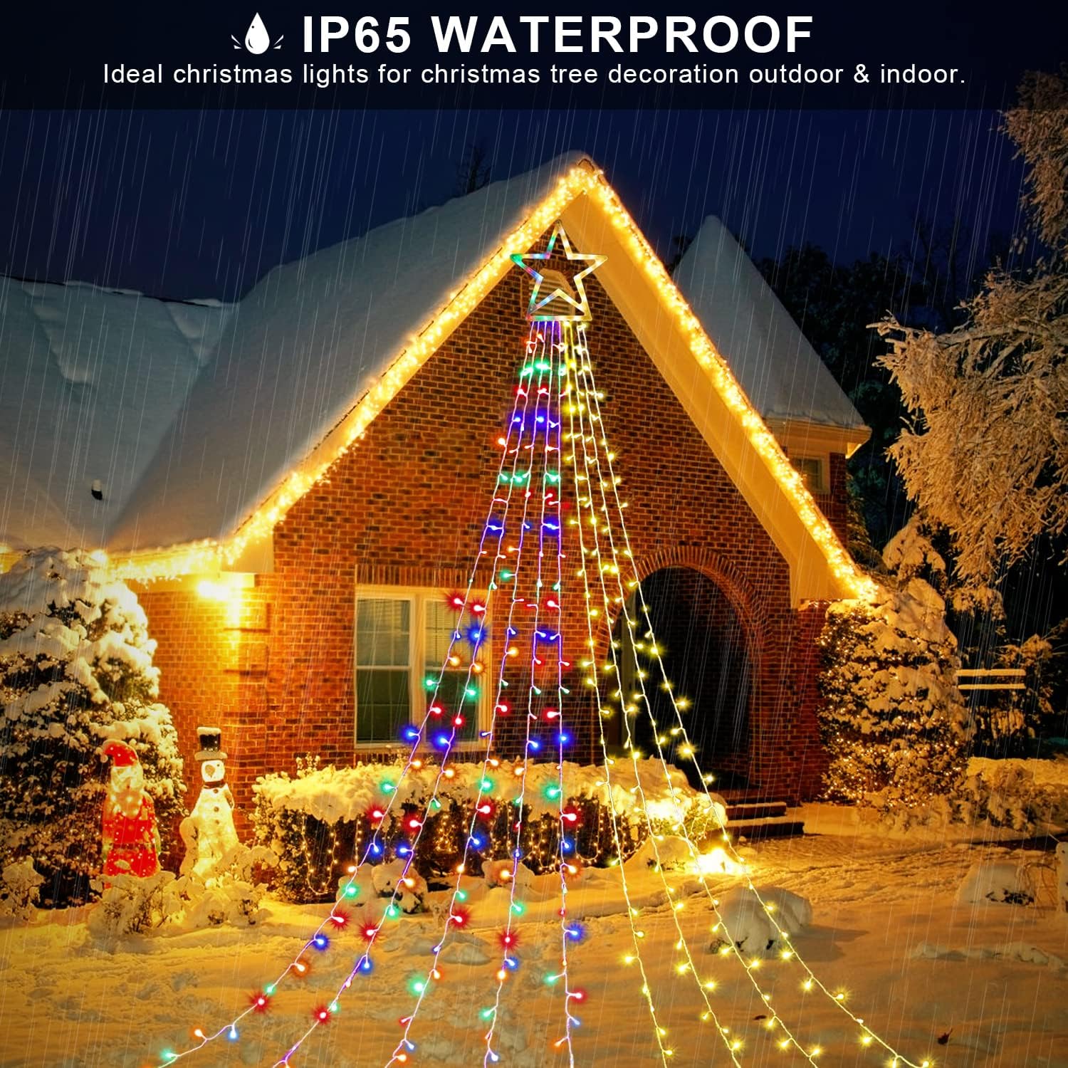 PUHONG 4-in-1 Color Changing Christmas Lights 320 LED – Thoughtful Holiday Gift for Hosts and New Homeowners with Star Shaped Design