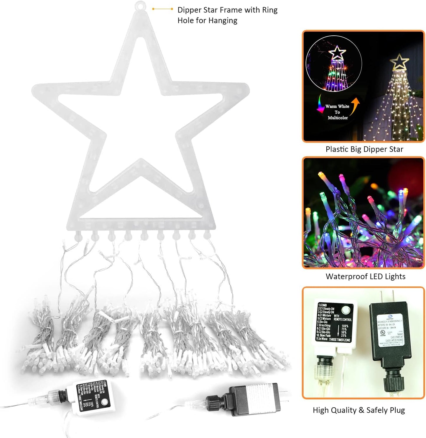 PUHONG 4-in-1 Color Changing Christmas Lights 320 LED – Thoughtful Holiday Gift for Hosts and New Homeowners with Star Shaped Design