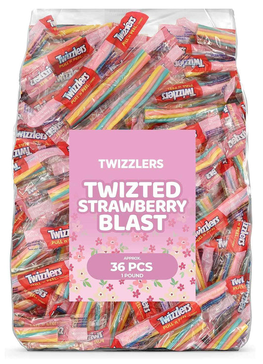 Strawberry Pull-N-Peel Licorice Rope, 1 LB Bag (~36 Pieces) – Soft Chewy Candy for Kids' Classroom Parties, Lunchbox Surprises, and Family Snack Time