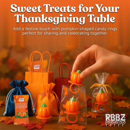 Pumpkin Candy 3D Ring Pops – Portable Trick or Treat Candy for Outdoor Halloween Porch Handouts