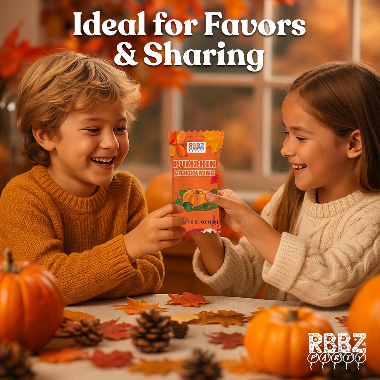 Pumpkin Candy 3D Ring Pops – Portable Trick or Treat Candy for Outdoor Halloween Porch Handouts
