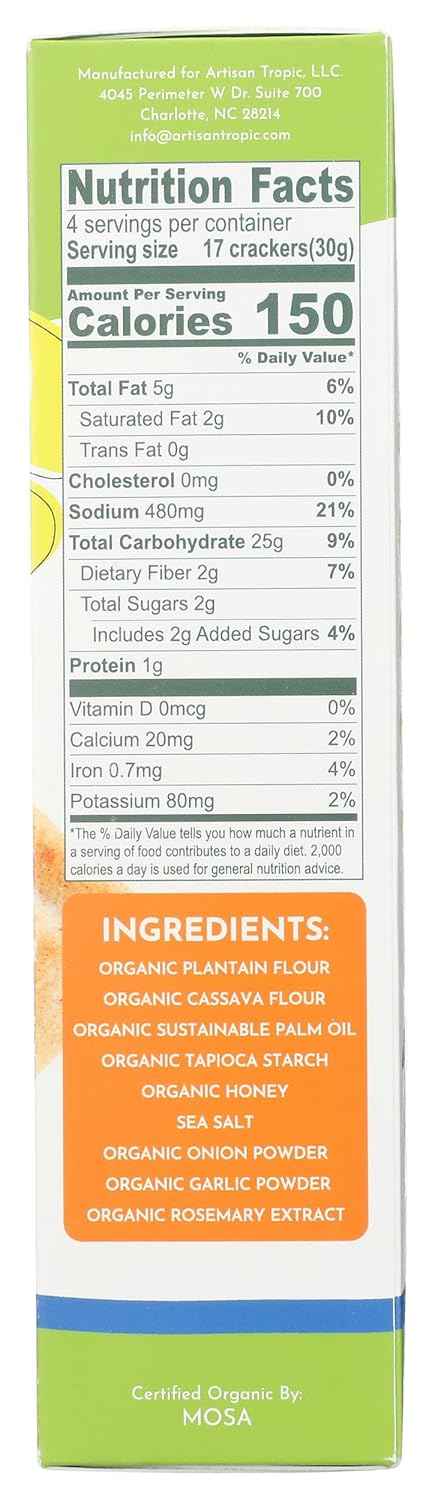ARTISAN TROPIC Organic Sea Salt Crackers, 4.25 OZ – Lectin-Free Crunch for Whole30 and Paleo Diets
