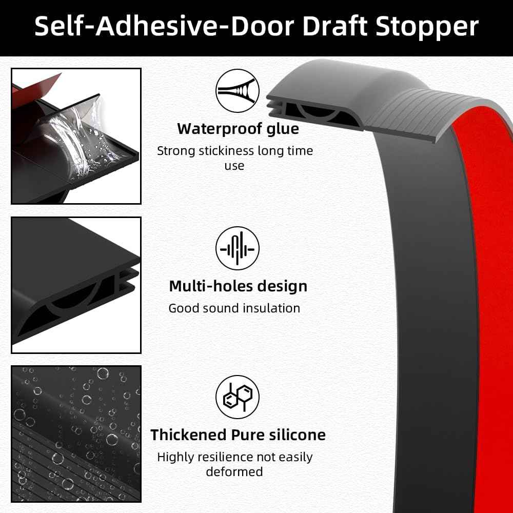 Door Draft Stopper – Single-Strip Silicone Seal in Matte Black for Intentional, Uncluttered Interiors
