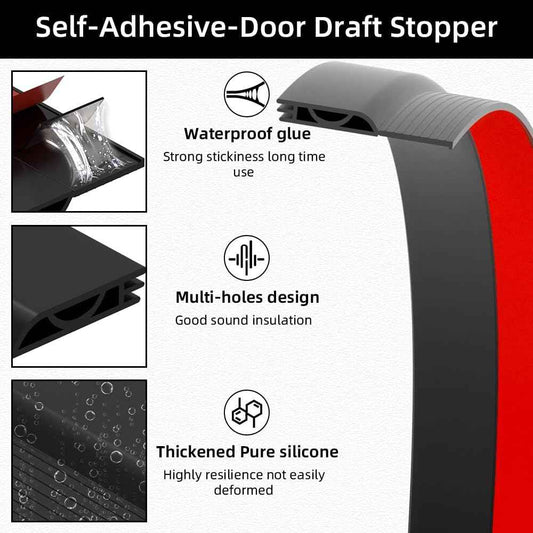 Door Draft Stopper – Single-Strip Silicone Seal in Matte Black for Intentional, Uncluttered Interiors