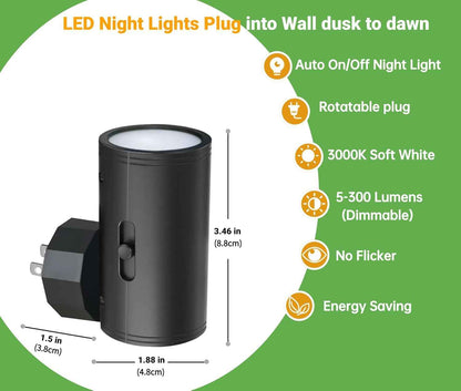 GEPLAD Plug-in LED Night Light – Dusk-to-Dawn Sensor Nightlight for Safer Stairways, Hallways, and Bedrooms