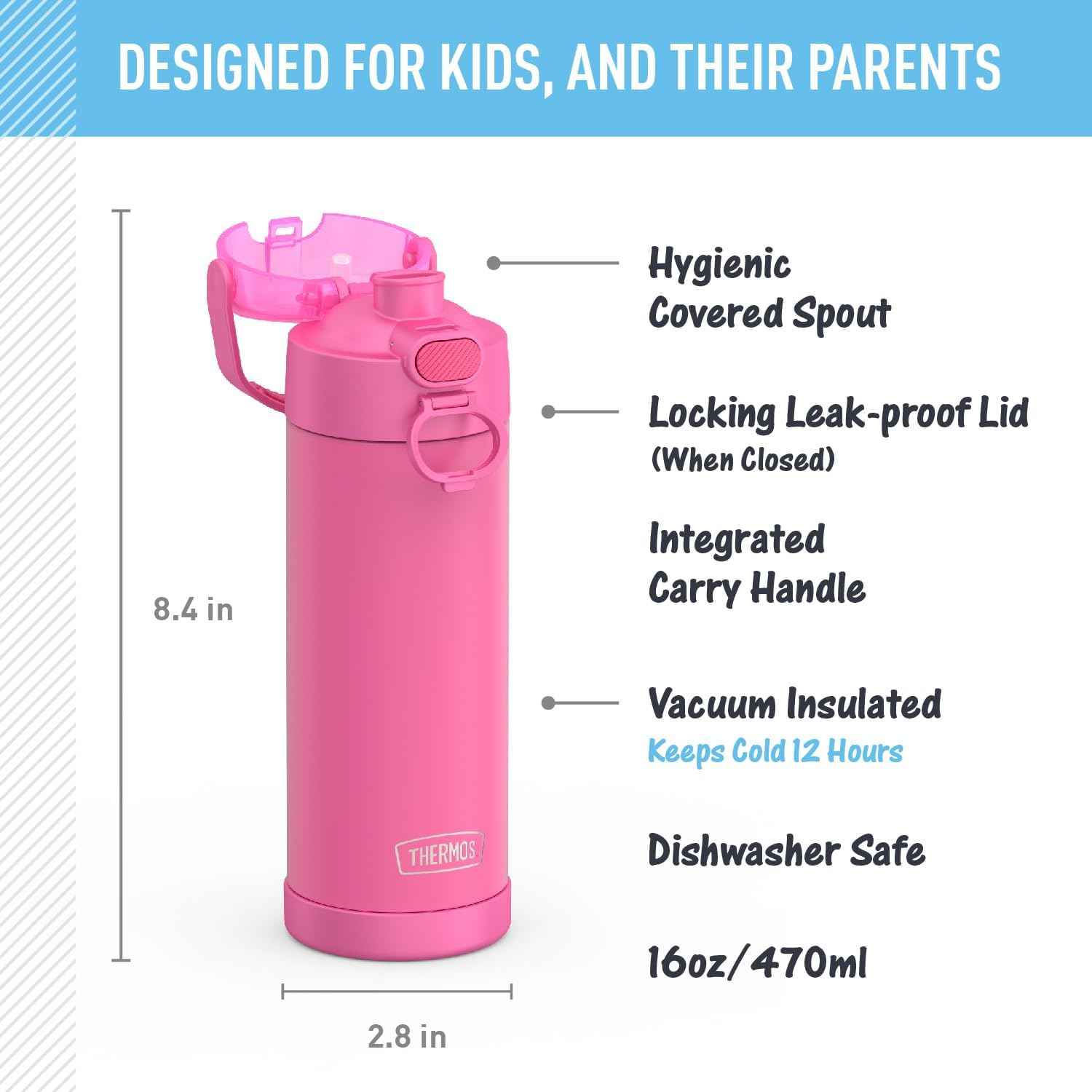 THERMOS FUNTAINER Insulated Kids Bottle – Holiday and Back-to-School Gift for Boys and Girls Ages 5 and Up