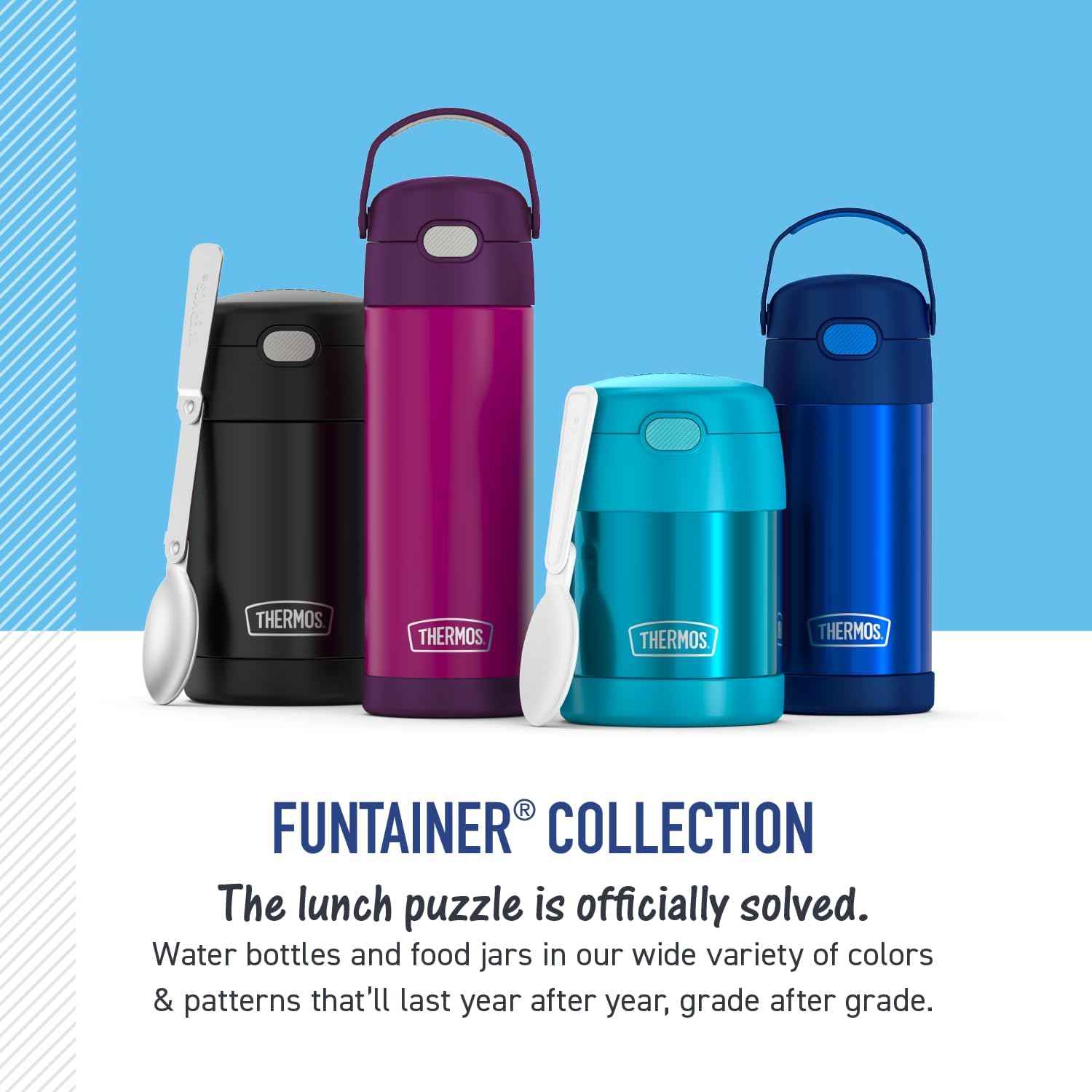 THERMOS FUNTAINER Stainless Steel Water Bottle with Straw - Holiday Gift Idea for Kids Who Love Bluey and Disney