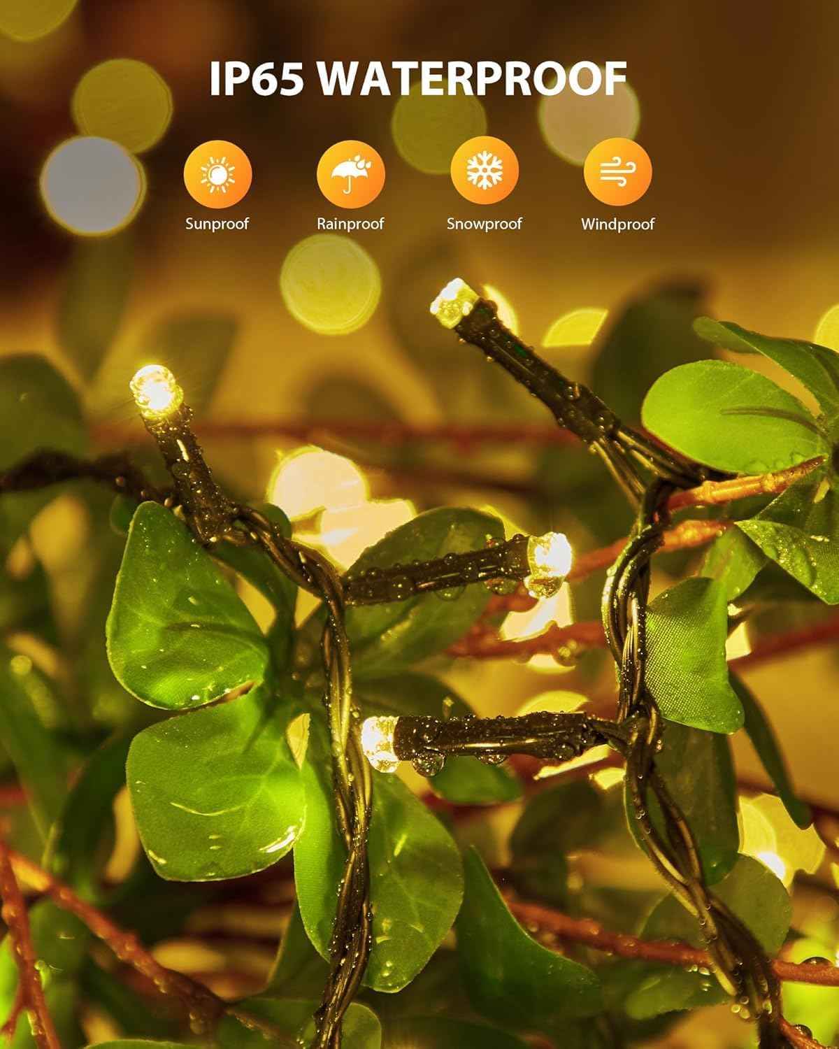 Brightown Solar Twinkle Lights 144ft Total Waterproof Outdoor String Lights, 8 Modes 400 LED for Pergola Deck Porch and Travel Trailer Canopy