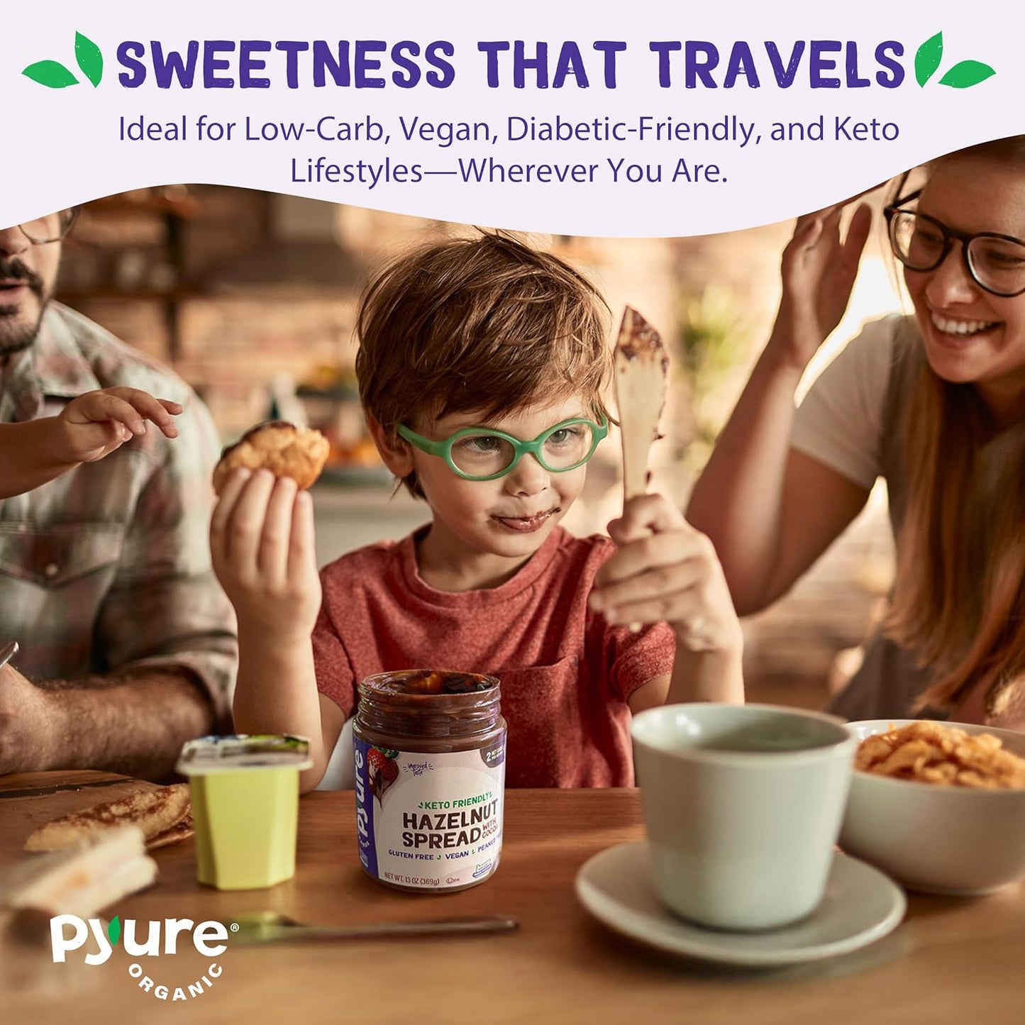Pyure Vegan Hazelnut Spread | 2g Net Carb Self-Care Treat for Diabetic & Paleo Pantries