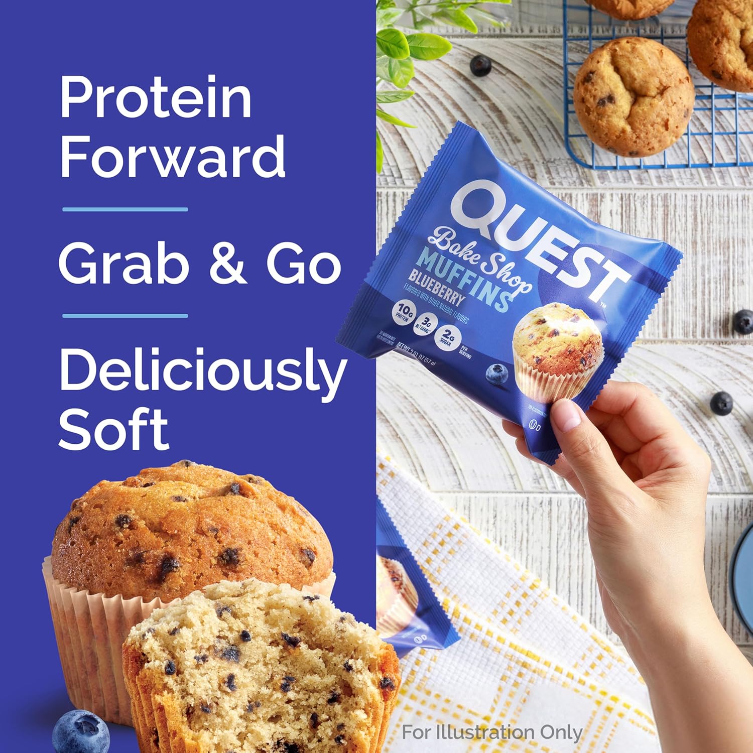 Quest Bake Shop Blueberry Muffins – Clean Macro Snack for a Simple Pantry and Intentional Eating, 4 Count