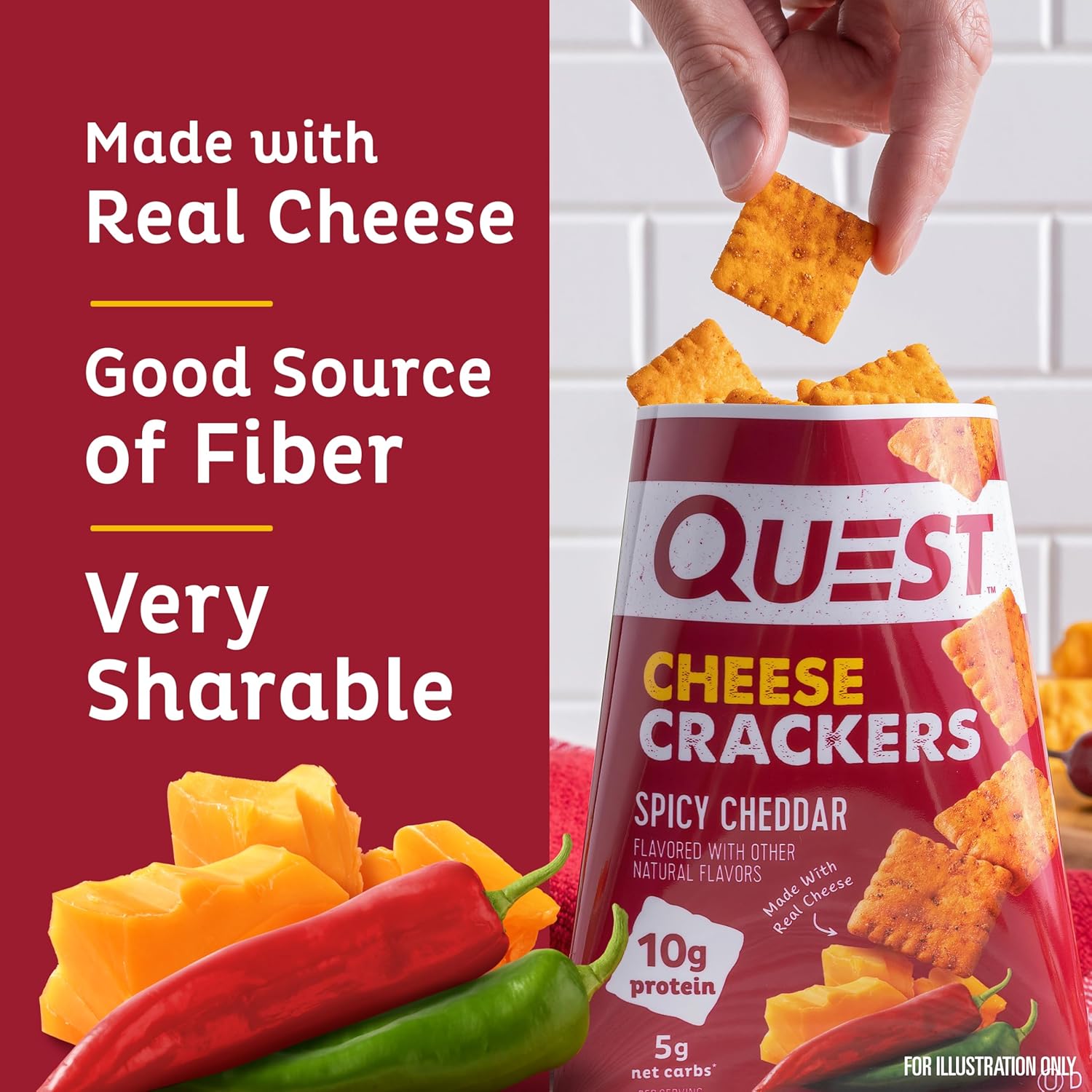 Quest Nutrition Cheese Crackers – Keto-Friendly Crunch for Wellness Routines, 10g Protein 4-Count