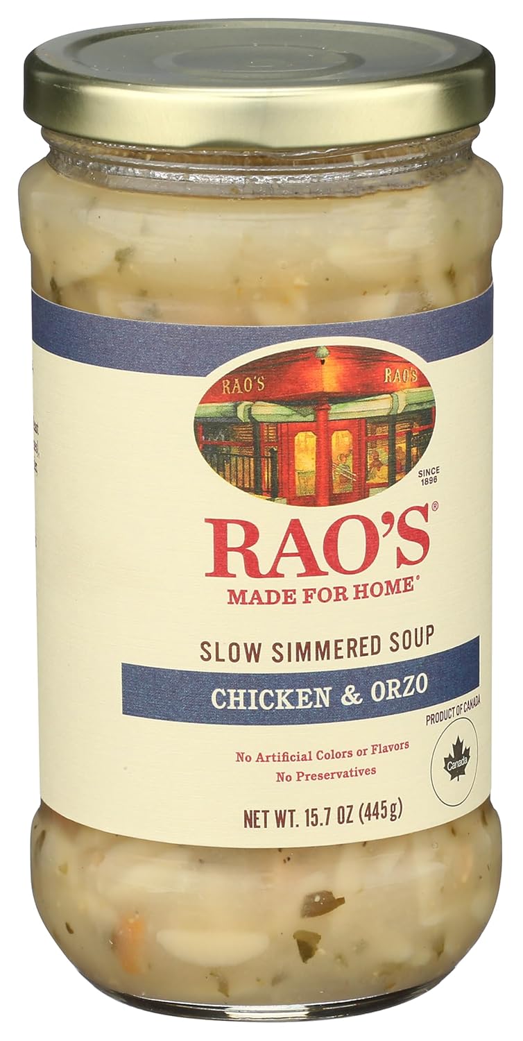 Rao's Made for Home Chicken Orzo Soup – Quick Desk Lunch for Busy Professionals, Heat-and-Serve in Minutes