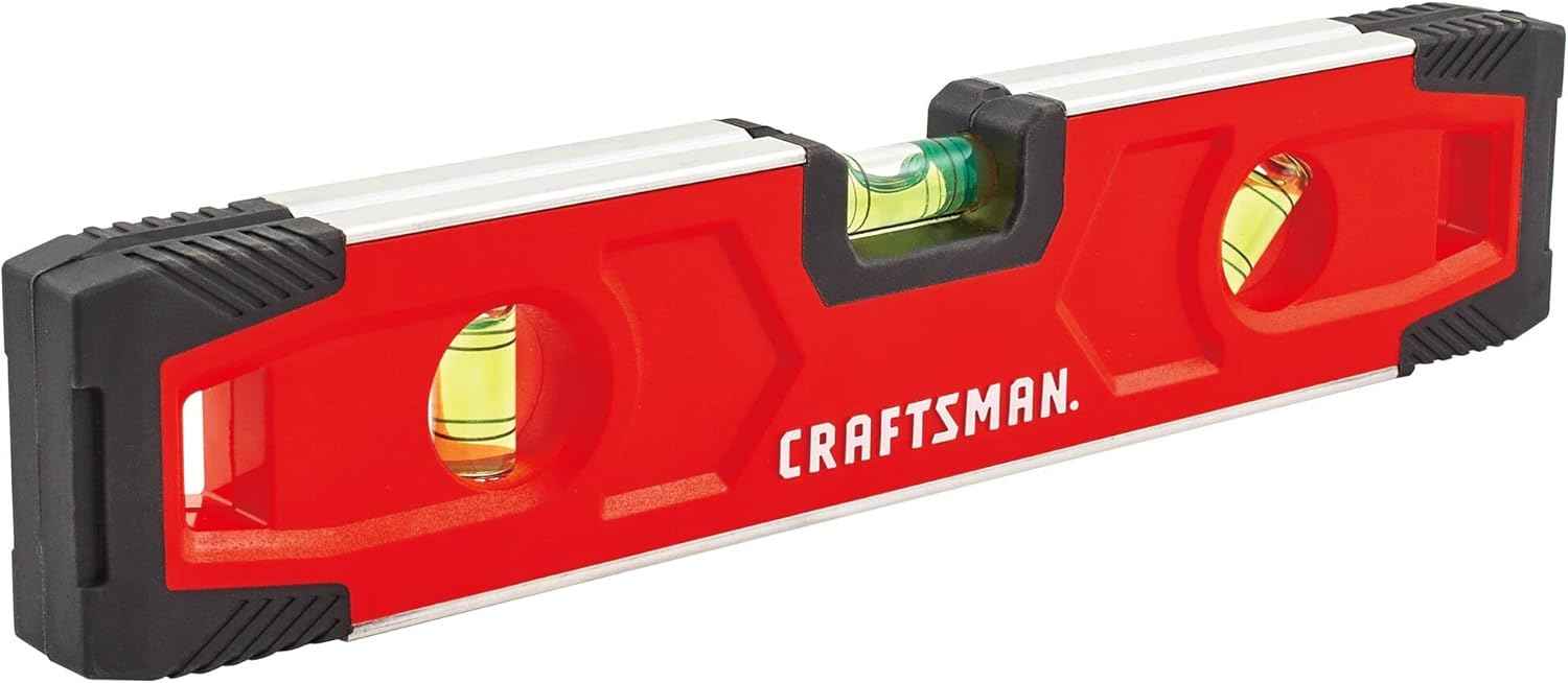 CRAFTSMAN Torpedo Level, Magnetic, 9 inch – Minimalist Three-Vial Design in a Single Pocket Tool