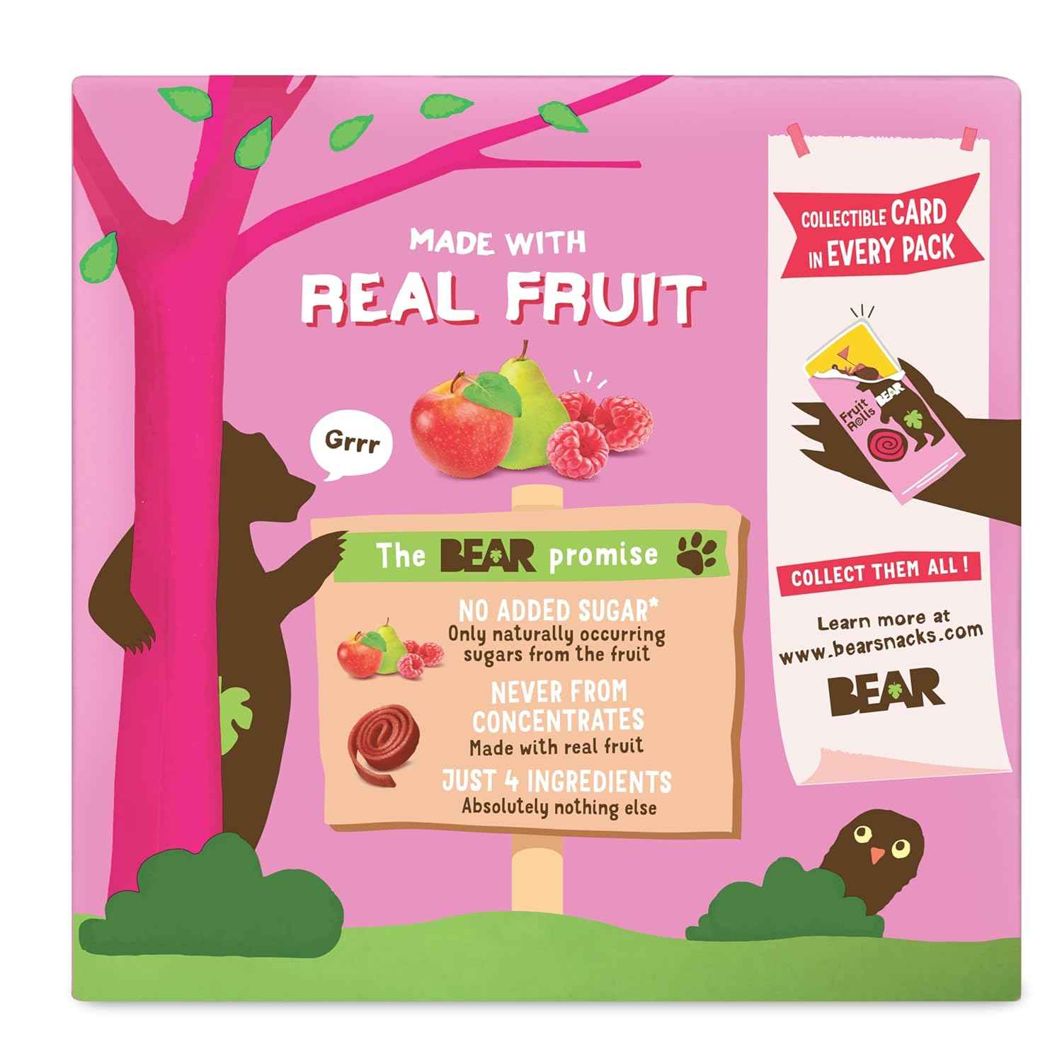 Bear Yoyo Fruit Rolls Raspberry – Kids Lunchbox Friendly Snack with Collectible Animal Card