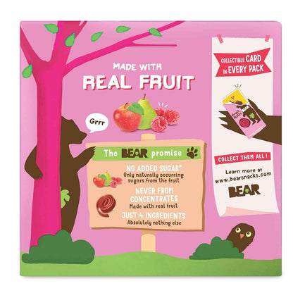 Bear Yoyo Fruit Rolls Raspberry – Kids Lunchbox Friendly Snack with Collectible Animal Card