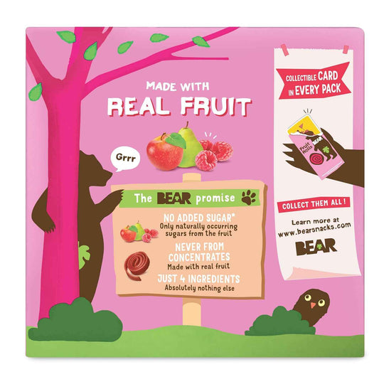 Bear Yoyo Fruit Rolls Raspberry – Kids Lunchbox Friendly Snack with Collectible Animal Card