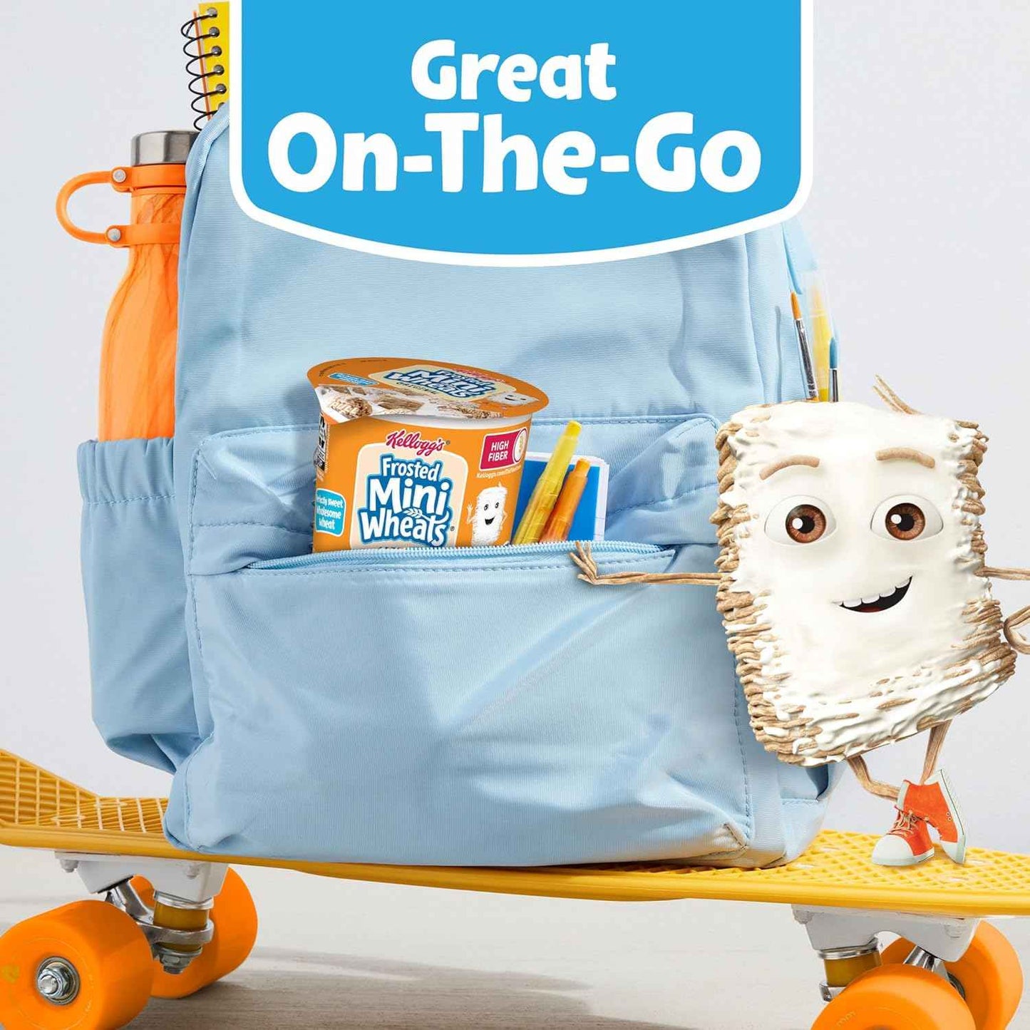 Kellogg's Frosted Mini-Wheats Cereal Cups – High-Fiber Low-Fat Snack for Health-Conscious Adults, 12-Pack