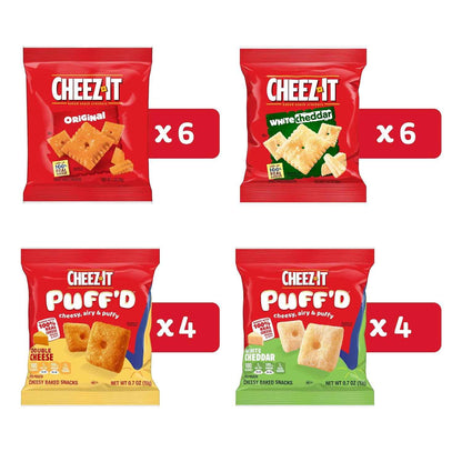 Cheez-It Cheese Crackers, Baked Snack Crackers, Care Package Snack for Students and Military Care, 17.72oz Box (20 Pouches)