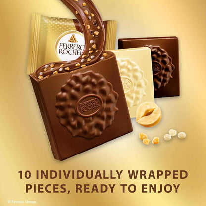 Ferrero Rocher Premium Assorted Chocolate Squares – Elegant Birthday Gift for Her and Mom, Individually Wrapped in Gold Presentation Bag