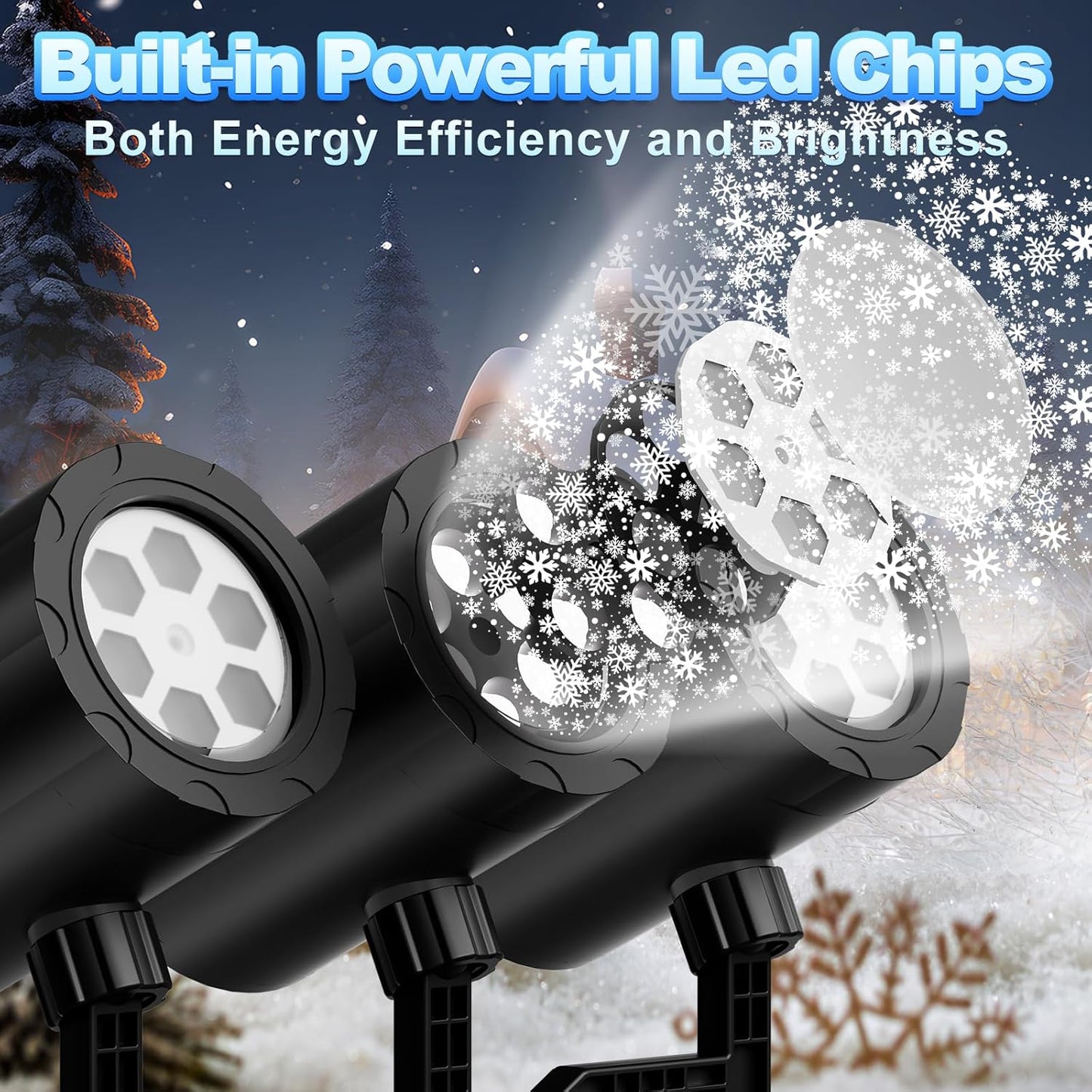 Ready-to-Gift Triple Head Snowflake Projector Light, No Ladder Required Holiday Gift for Parents and Homeowners Who Love Easy Decorating