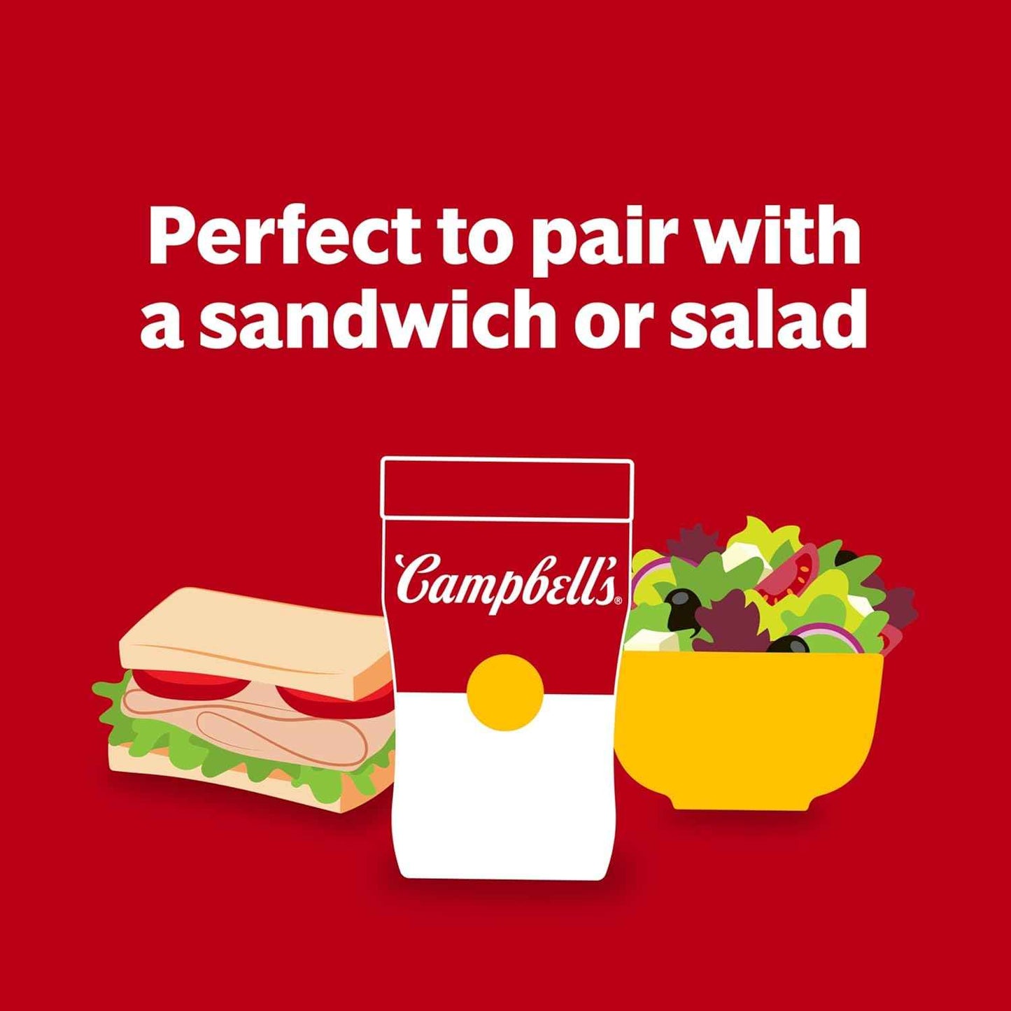 Campbell's Sipping Soup Creamy Tomato – Pantry-Stocked Vegetarian Soup Pack for Small Kitchens and College Dorms