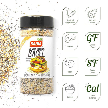 Badia Everything Bagel Seasoning – One-Shaker Solution for Fast Office Lunches and Breakroom Upgrades, 5.5 oz