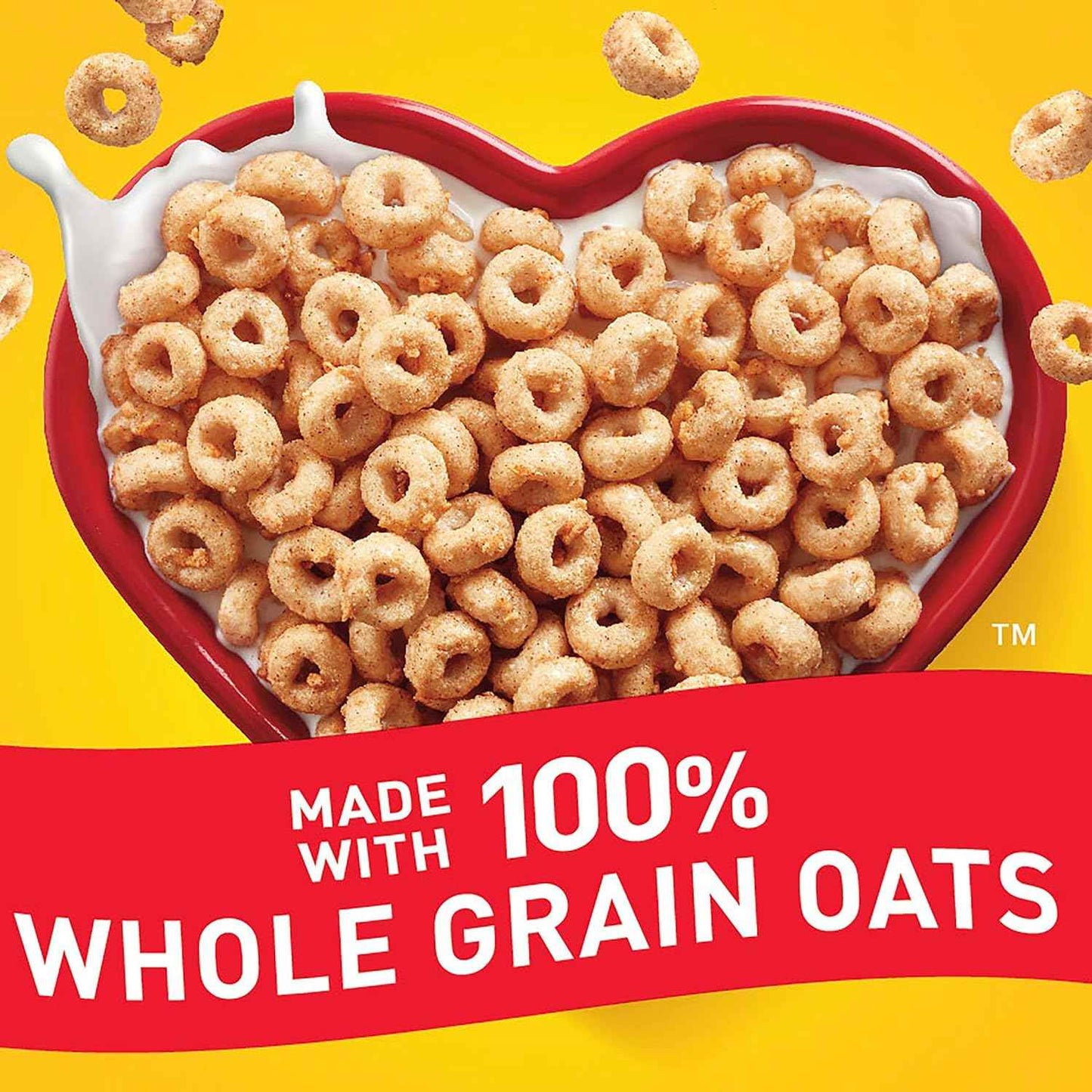 Apple Cinnamon Cheerios, Whole Grain Oats Breakfast Cereal for a Heart Healthy Low Cholesterol Diet, Office Bowl