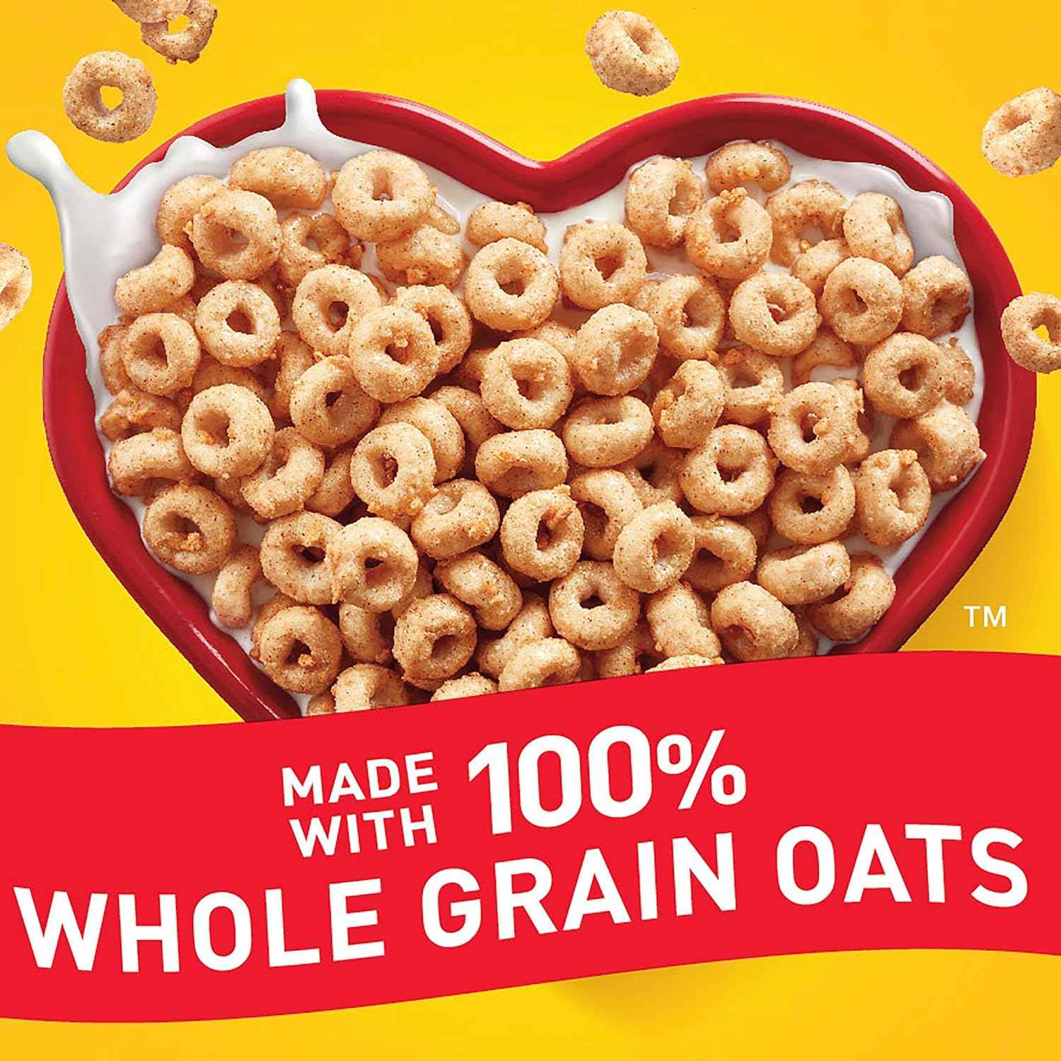 Apple Cinnamon Cheerios, Whole Grain Oats Breakfast Cereal for a Heart Healthy Low Cholesterol Diet, Office Bowl