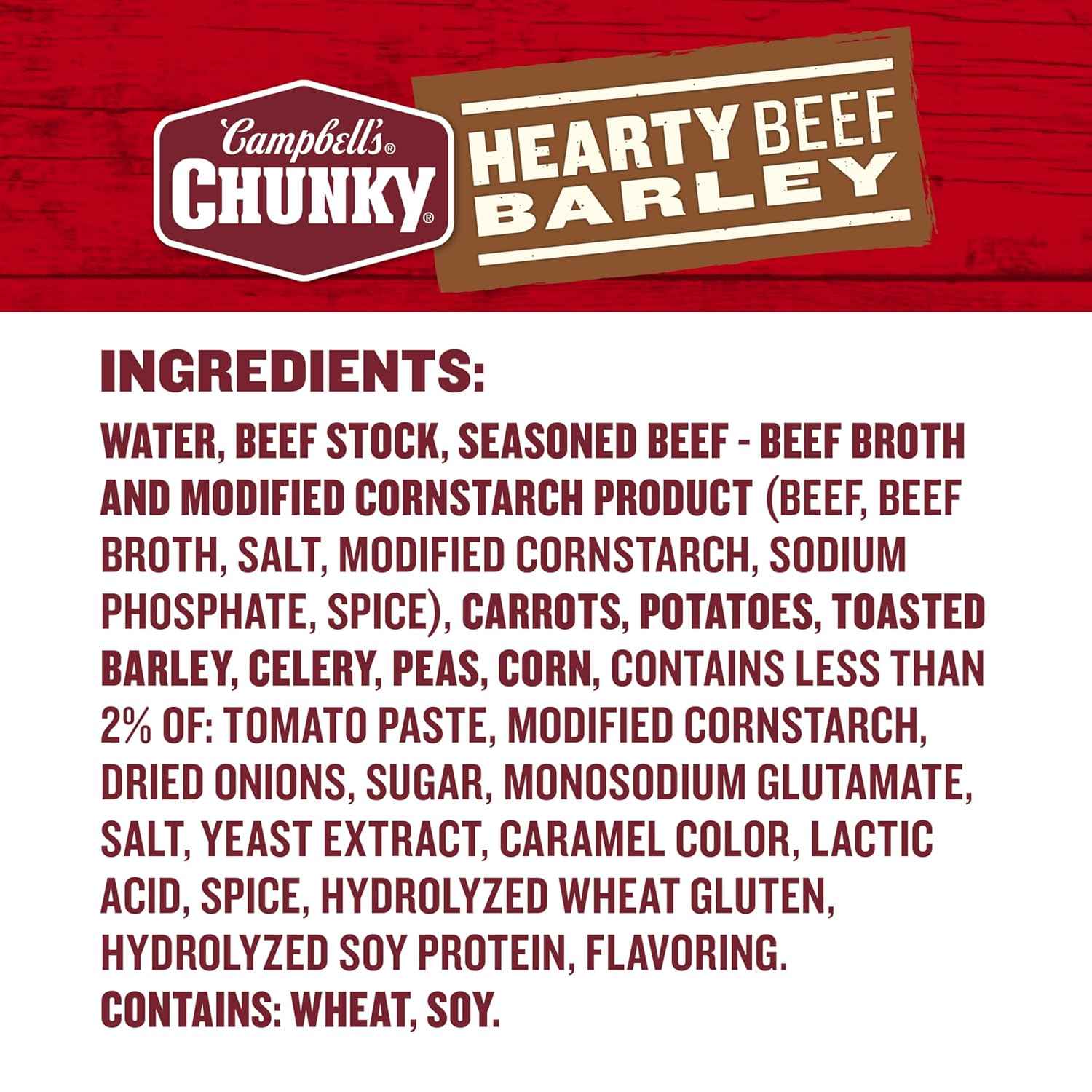 Campbell's Chunky Hearty Beef and Barley Soup, 18.8 Oz Can – Filling Nutritious Lunch for Gym Bag Meal Prep