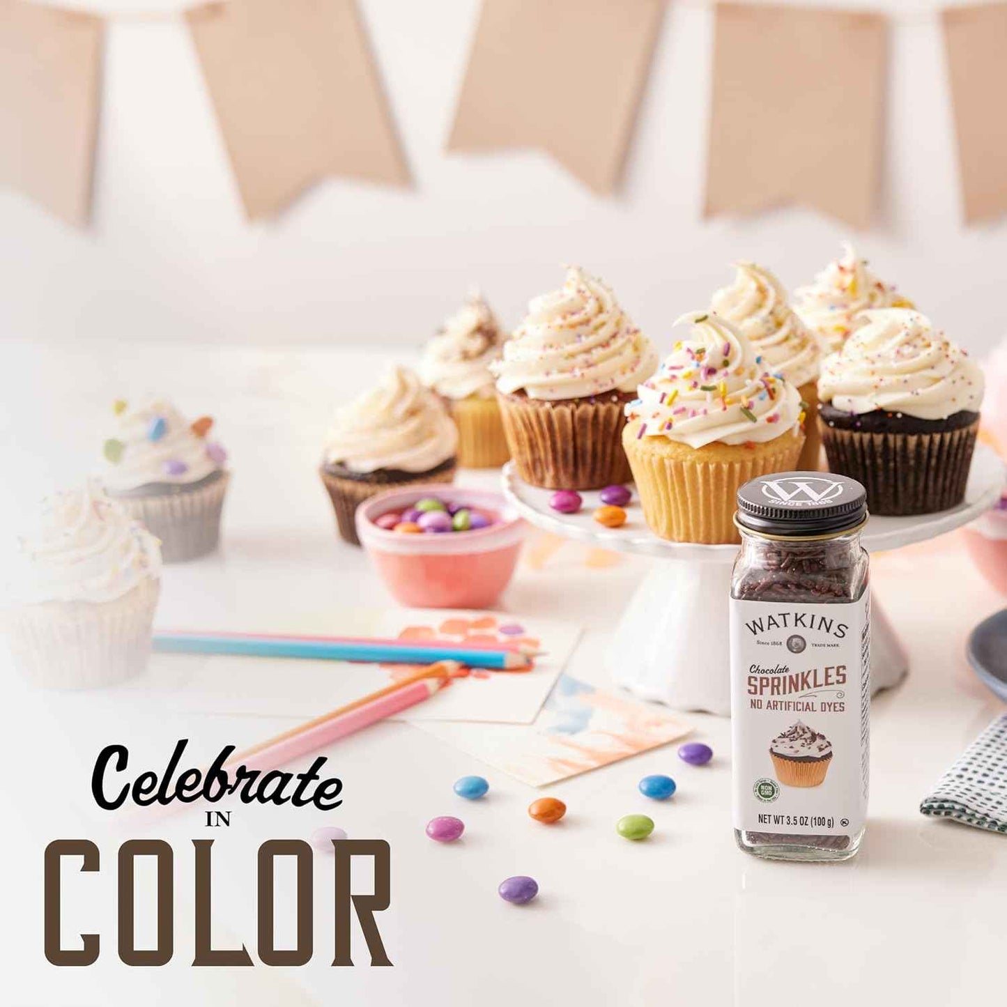 Watkins Chocolate Decorating Sprinkles – Simple Clean Ingredient Topping for Home Bakers